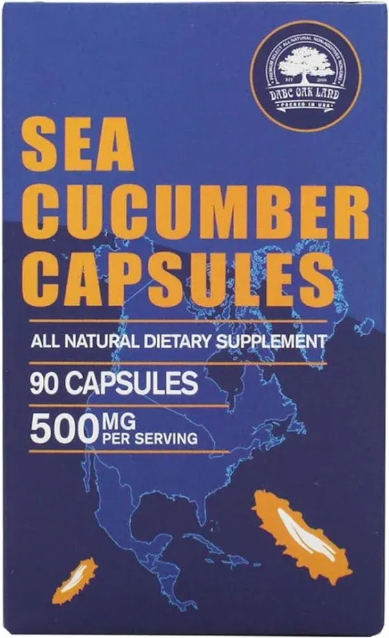 DOL Wild Caught Sea Cucumber Capsules Sea Cucumber Extract Supplement Super Natural Antioxidant, Immune Builder-90 Capsules (One Bottle)