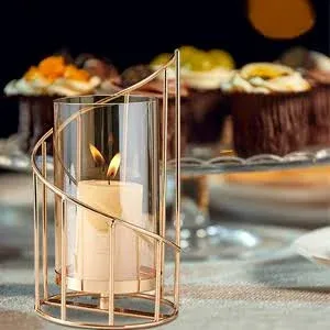 MrMrKura Metal Wire Candle Holder Set of 2, Glass Pillar Candle Holders Gold Decorative Tea Light Candleholders for Home Decor Table Decorations Cente