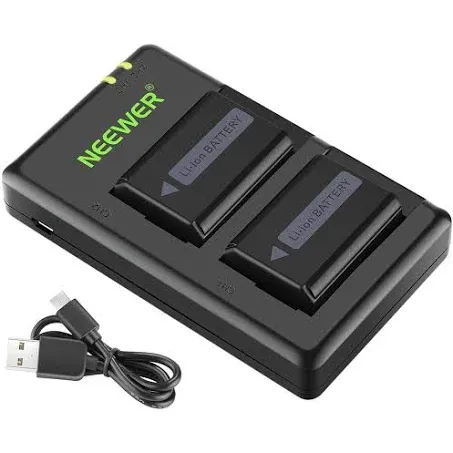 Neewer NP-FW50 Camera Battery Charger Set for Sony A6000,A6300,A6500,A7,A7II,A7S,A7SII,A7R,A7RII,A55,A5100,RX10 Cameras(2-Pack 1100mAh,Micro USB