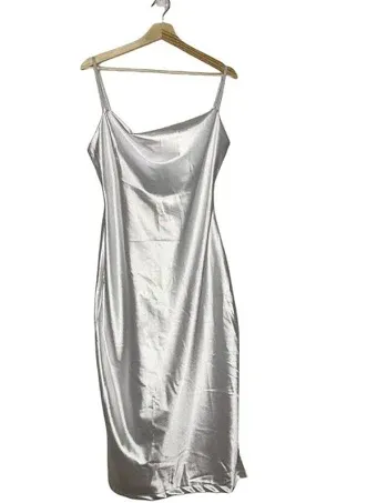 xxxiticat Women&#039;s Sleeveless Spaghetti Strap Satin Cocktail Dress, White Size L