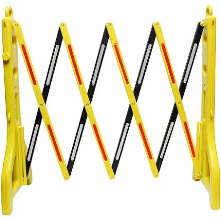 BISupply Folding Barricade – 8 Ft Portable Road Safety Barriers with Reflectors, Construction Barricade Safety Fence