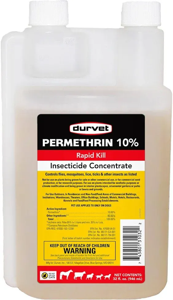 Durvet Permethrin 10% Insecticide Concentrate