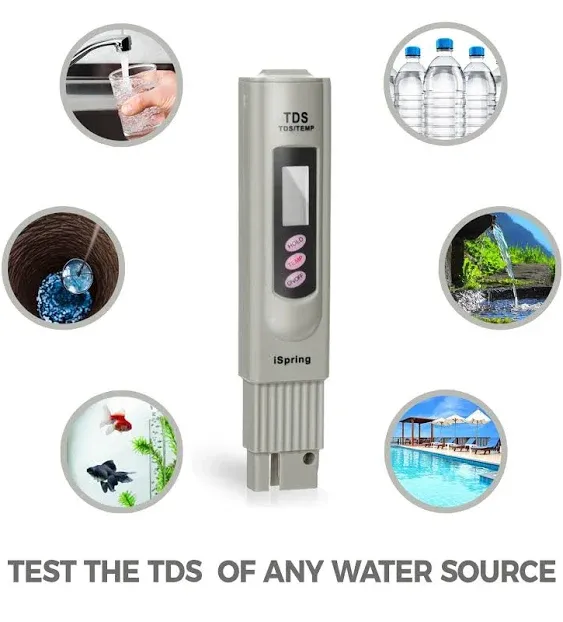 iSpring TDS 3-Button Digital Water Quality Test Meter with Temperature