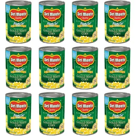 Del Monte Canned Harvest Select Fresh Cut Whole Kernel Sweet Gold & White Corn, 15.25 Ounce (Pack of 12)