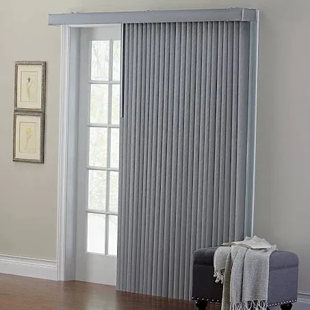 BrylaneHome Embossed Vertical Privacy Slat Blinds - 78" W 84" L, Grey