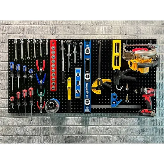 Triton Products Wall Ready Black Pegboard Kit 24"W x 42"H x 1/4"D Heavy Duty High Density Fiberboard PEG36-BLK