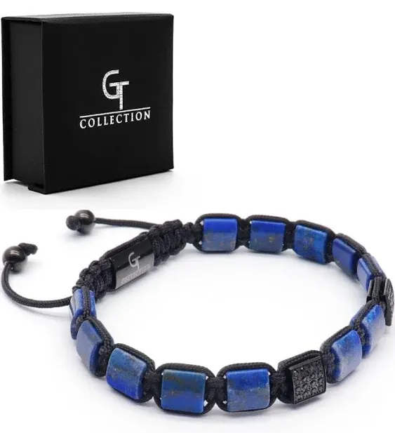 Men's LAPIS LAZULI Flat bead Bracelet