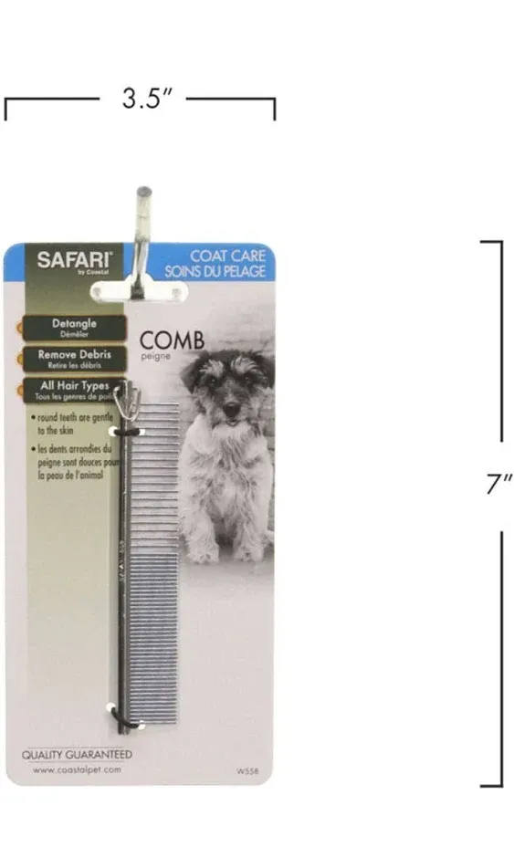 Coastal Pet Safari 4 1/2&#034; Dog Grooming Combs for Medium and Fine Coats