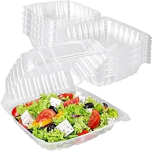 Stock Your Home Plastic 8 x 8 Inch Clamshell Takeout Tray (25 Count) - Dessert Containers - Plastic Hinged Food Container - Disposable Plastic Clamshell Food Containers for Salads, Pasta, Sandwiches…