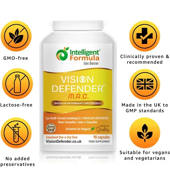 Vision Defender Eye Supplement: Lutein, Zeaxanthin & Meso-Zeaxanthin - Vegan ...