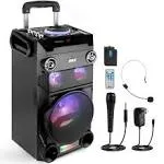 Pyle Bluetooth Karaoke Speaker System - PA Loudspeaker with Flashing DJ Ligh