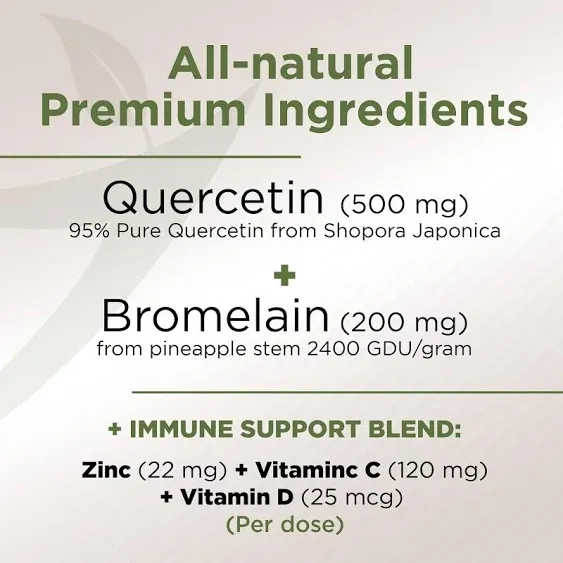 Quercetin with Bromelain & Stinging Nettle + Zinc, Vitamin C and Vitamin D3