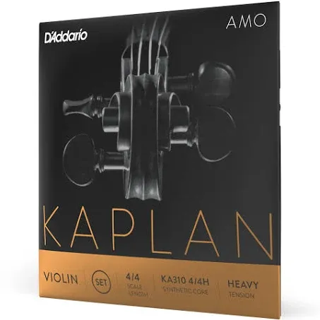 D'Addario Kaplan Amo Violin Strings - Full Set - KA310 4/4H - Violin Strings - 4/4 Scale, Heavy Tension