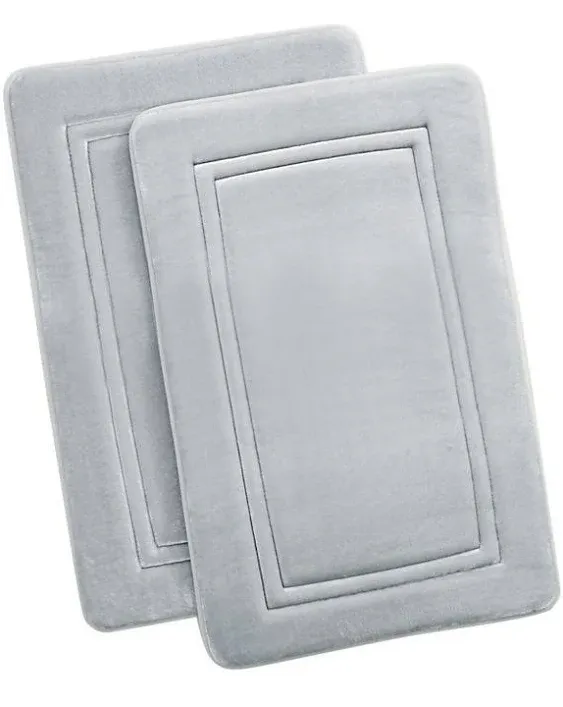 Truly Calm Antimicrobial Memory Foam Bath Rug, Set of 2 - Gray