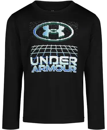 Under Armour Boys' Short Sleeve Shirt, Crewneck, Lightweight and Breathable, Black Digital, 7