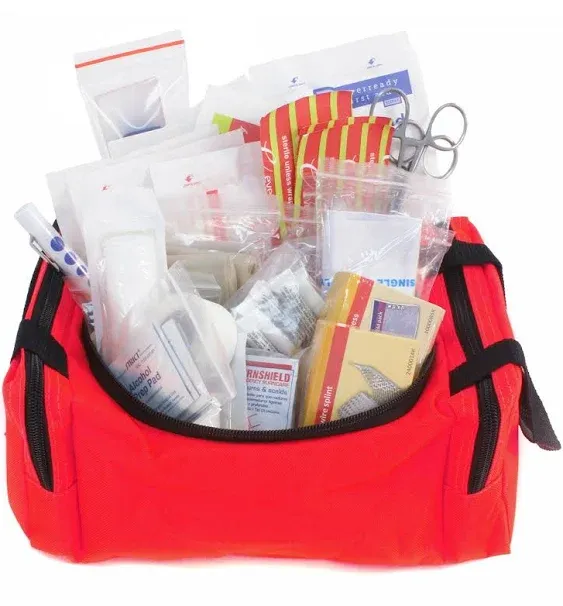 Dixie EMS First Responder Fully Stocked Trauma First Aid Kit - Red