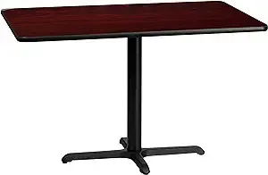 Flash Furniture XU-WALTB-3048-T2230-GG 48" W Rectangular Walnut Laminated Dining Height Table with Four Pointed Pedestal Base