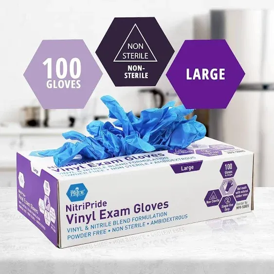 Med Pride NitriPride Nitrile-Vinyl Blend Exam Gloves