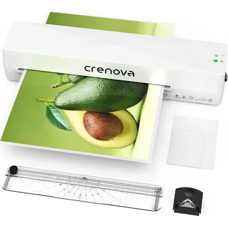 Crenova Laminator, Laminator Machine with 10 Laminating Sheets, A4 Laminating Machine Hot & Cold with Fast Warm Technology, Thermal Laminator 9 Inch for Home Office School Business White