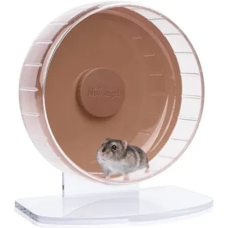 Niteangel Super-Silent Hamster Exercise Wheels: - Quiet Spinner Hamster Running Wheels with Adjustable Stand for Hamsters Gerbils Mice Or Other Small Animals (S, Transparent)