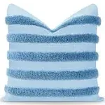 Coastal Fluffy Pillow Cover, Stripes, Baby Blue | Hofdeco