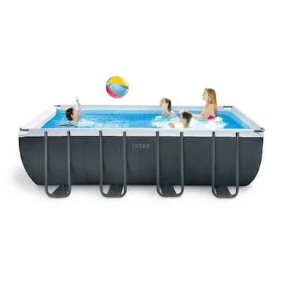 Intex Ultra 18 Foot XTR Rectangular Metal Frame Swimming Pool Set with Pump Filter