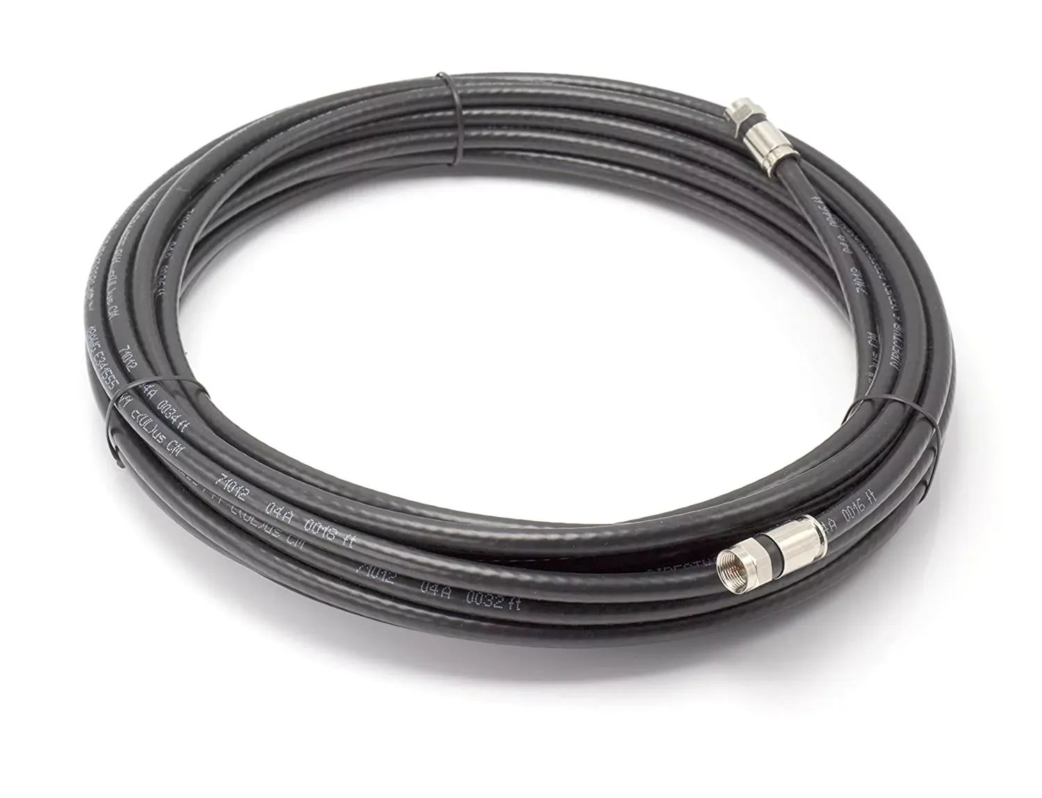 50' Feet, Black RG6 Coaxial Cable Coax Cable - Made in The USA - with Connectors