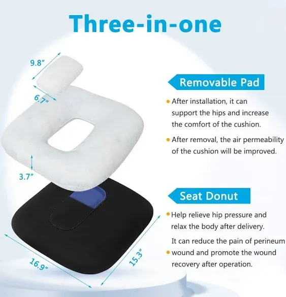 Powys Donut Pillow Postpartum Pregnancy Episiotomy Perineal Cushion with Ice ...