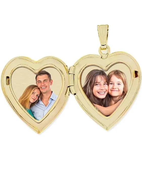 14K Gold Filled Floral Heart Photo Locket with Diamond Unisex Adult-3/4in x 3/4 in-Includes 18 Chain, Adult Unisex, Size: /4 inch x 3/4 inch