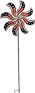 63 in. Metal Americana Wind Spinner Garden Stake