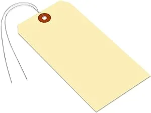 SmartSign Blank Manila Shipping Tags with Pre-Strung Wire, Size-8, Pack of 1000, 13pt Thick Cardstock Tags, 6 1/4" x 3 1/8" Paper Hang Tags with Reinforced Fiber Patch, Made in USA