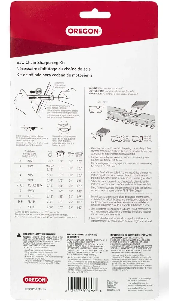 Oregon Saw Chain Sharpening Kit 104004