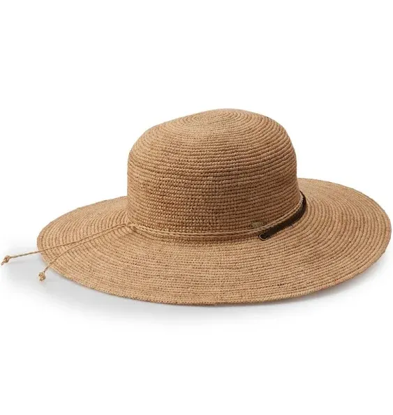 Scala Women's Big Brim Raffia Hat with Leather Chin Cord