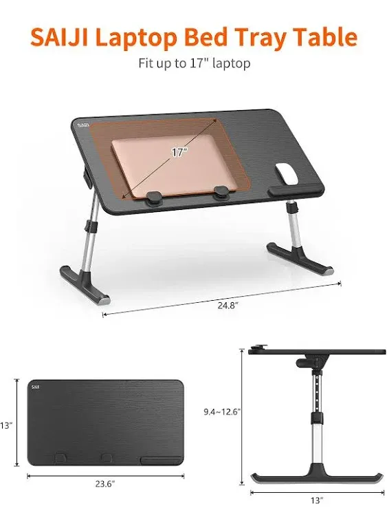 Laptop Desk for Bed, SAIJI Lap Desks Bed Trays \u200e23.6 x 13 In, Black 