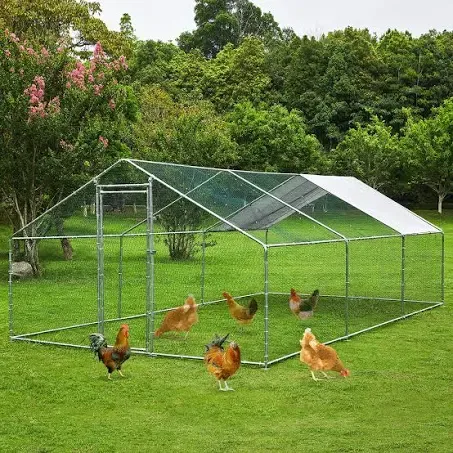 Toetol Extra Large Metal Chicken Coop Walkin Poultry Cage Hen Run House Rabbits Habitat Cage Spire Shaped Coops with Waterproof