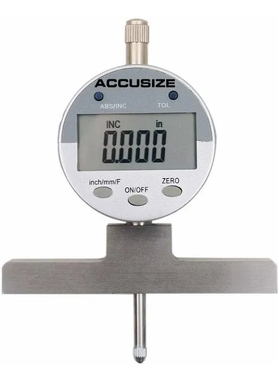 Accusize Industrial Tools 0-22in.0001in Resolution, Satin Chrome Finished Depth Gauge, P103-0189