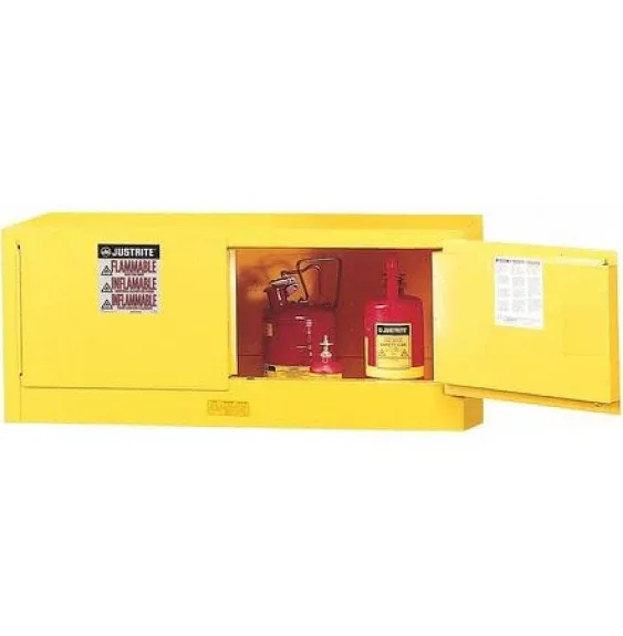 Justrite® 17 Gallon Yellow Sure-Grip® EX 18 Gauge Cold Rolled Steel Safety Cabinet