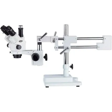 AmScope - SM-4NTP 7X-45X Simul-Focal Stereo Lockable Zoom Microscope on Dual Arm Boom Stand