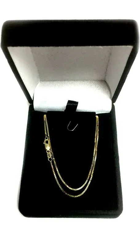 10K Yellow Gold Box Link Chain Necklace 0.8 mm 16 Inches