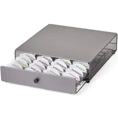 Nifty Cocktail Beverage Bartesian Capsule Drawer – Holds up to 36 Capsule Pods, Smooth Glide Rolling Drawer, Silver, Countertop Bar Organizer