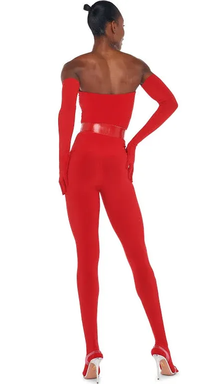 Norma Kamali womens Strapless Catsuit W/Footsie