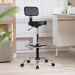 Adjustable Drafting Stool for Office by Naomi Home-Color:Black Style:With Foot Rest