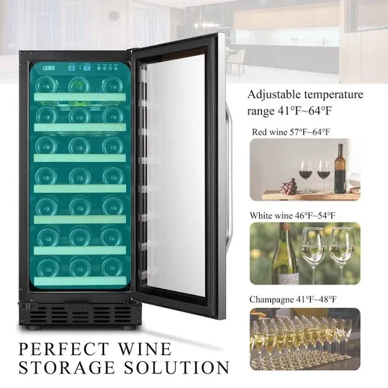 Lanbo 15&quot; Wide, 33 Bottle Single Zone Wine Cooler