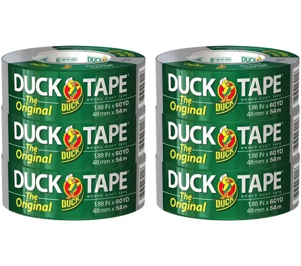 Duck Brand All-Purpose Duct Tape, Silver, 1.88 in. x 60 yd., 6 Rolls (242817)