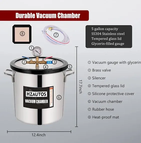 HZAUTOS 5 Gallon Vacuum Chamber