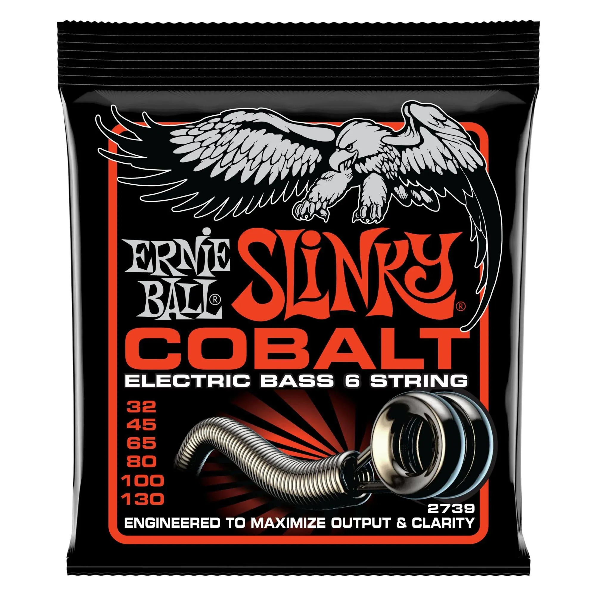 Ernie Ball Slinky Cobalt Round Wound Electric Bass Strings Long Scale - 6-String 32-130 Slinky 2739