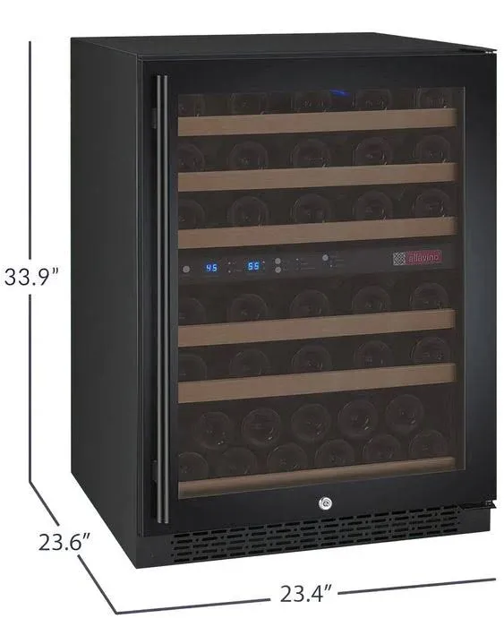 Allavino 24" FlexCount II Tru-Vino 56 Bottle Dual Zone Black Wine Refrigerator