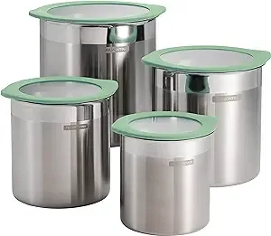 Tramontina 4 PC Stainless Steel Canister Set Mint Green, 80204/025DS