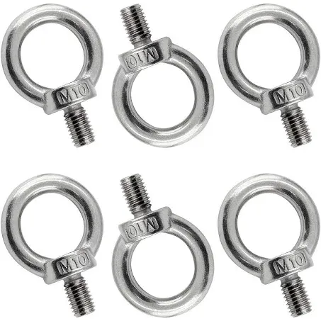 Generic Bonsicoky 6pcs M10 Lifting Eye Bolts, 304 Stainless Steel Male Thread ...