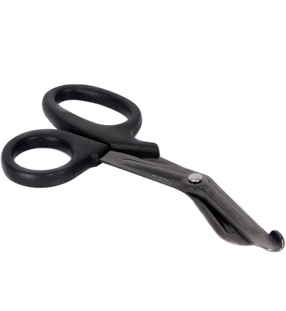 MediTac Titanium-Bonded EMT Trauma Shears 7 Black Medical Bandage Scissors with ...